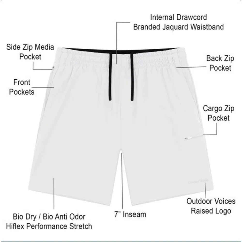 Outdoor Voices Gray HiFlex Men Athletic Moisture Wicking Zip Pockets Shorts XL